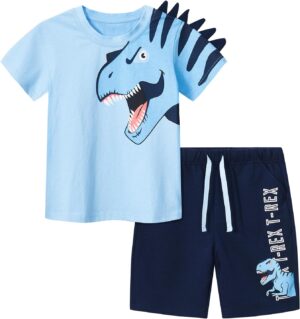Bumeex Toddler Boy's Cotton Short Sleeve T-Shirt and Short Set 2-7Y