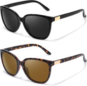 FIMILU Polarized Sunglasses for Women, Trendy Fashion Sun Glasses Square Retro Glasses UV Protection for Daily Outdoor 2pack