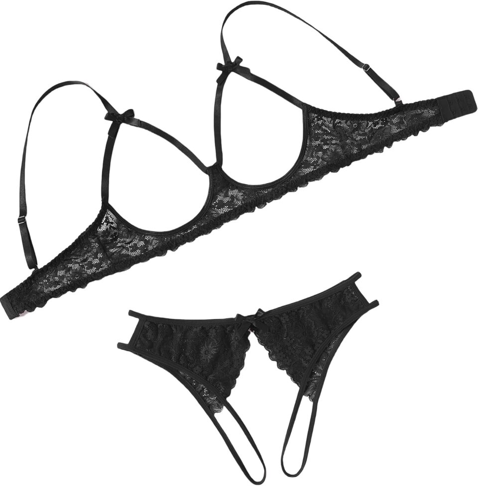 Avidlove Women's Exotic Lingerie Sets Naughty 2 Pieces Bra Panty Set Sexy Cutout Lace Lingerie