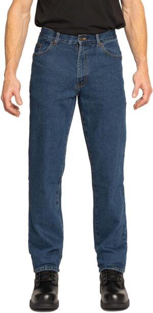 FULL BLUE 5 Pocket Denim Jeans, Regular Fit, Straight Legs, Sits at Waist, Medium Wash