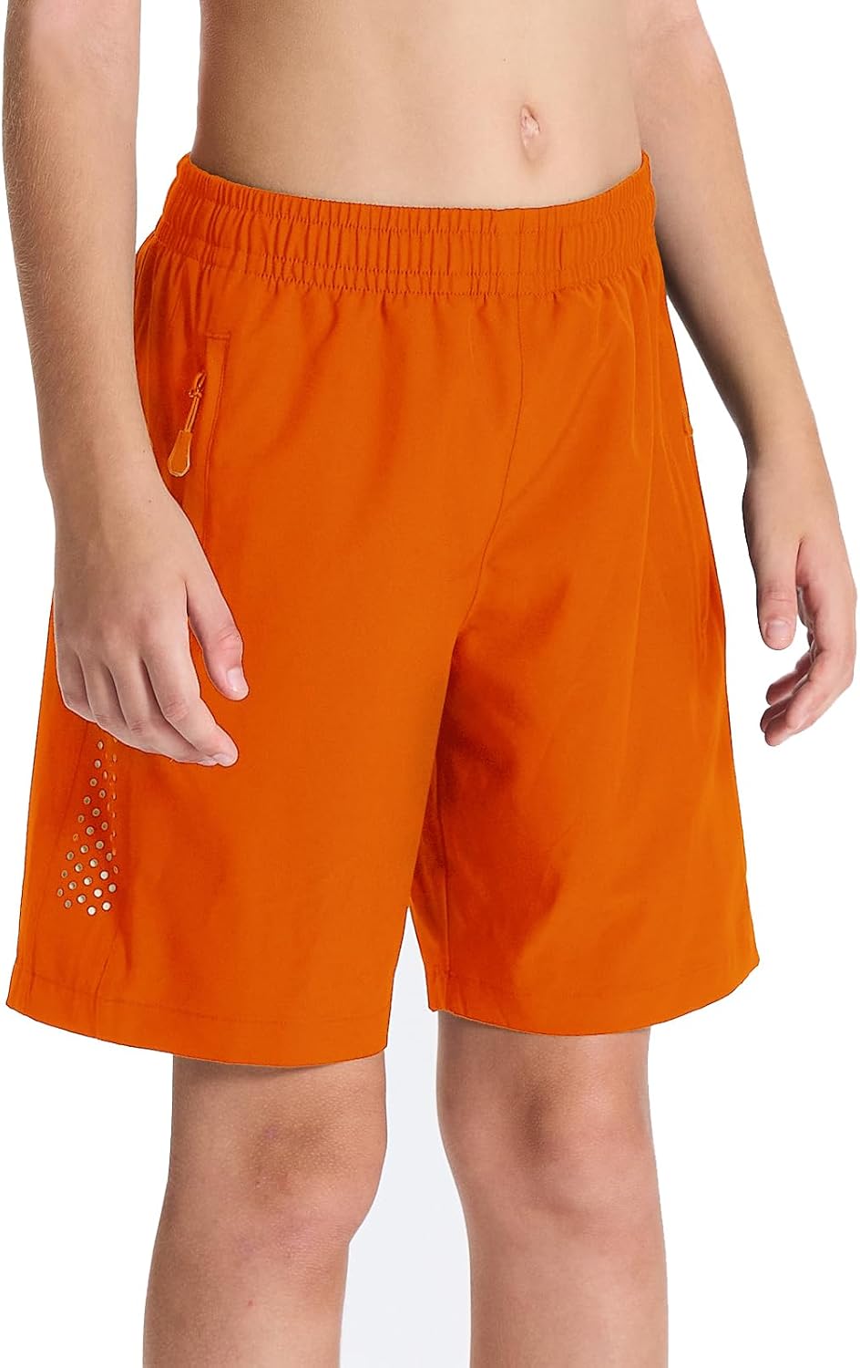 DEVOROPA Youth Boys Athletic Running Shorts Lightweight Quick Dry Sports Workout Gym Hiking Shorts Zip Pockets UPF 50+