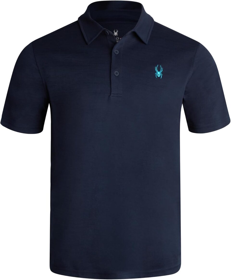 Spyder Mens Polo Shirt - Moisture-Wicking Short Sleeve Athletic Performance Collared Golf Shirt for Men (S-XL)