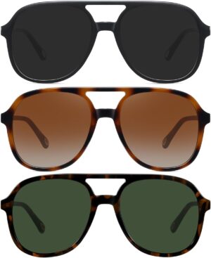 MEETSUN Retro Oversized Aviator Sunglasses for Women Men Trendy Square Aviators 70s Vintage Sun Glasses