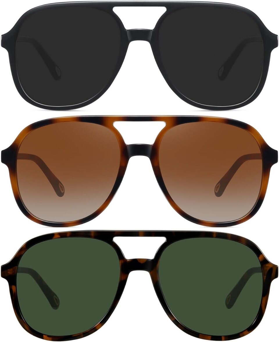 MEETSUN Retro Oversized Aviator Sunglasses for Women Men Trendy Square Aviators 70s Vintage Sun Glasses