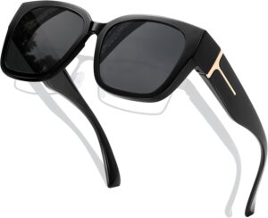KANASTAL Polarized Fit Over Glasses Sunglasses for Women Men Square Wrap Around Shades UV Protection