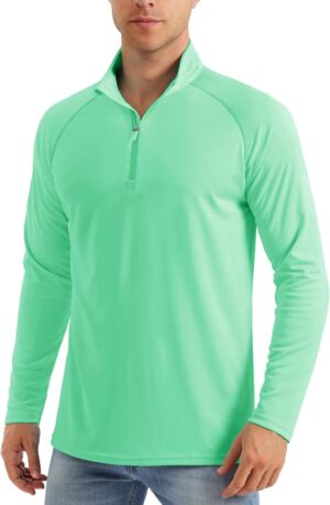 MAGCOMSEN Men's Long Sleeve Sun Shirts UPF 50+ Tees 1/4 Zip Up Fishing Running Rash Guard T-Shirts Outdoor Shirt