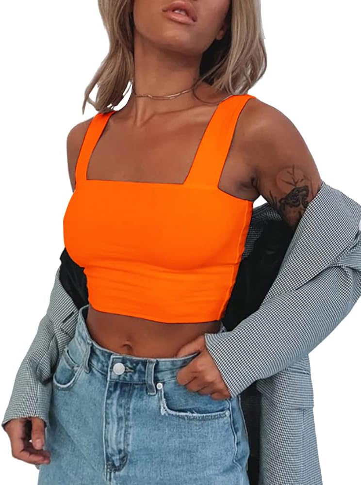 Abardsion Women's Sexy Sleeveless Skinny Basic Strappy Crop Tank Tops 2024