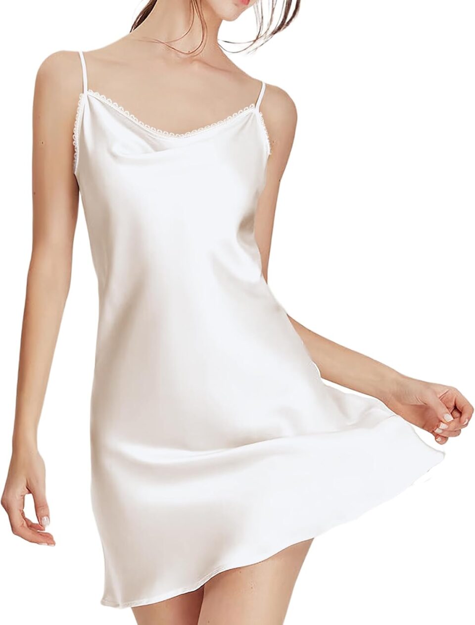 SIIK 100% Mulberry Silk Nightgown for Women - 19 Momme Silk Sexy Lingerie, Sleeveless Slip Dress