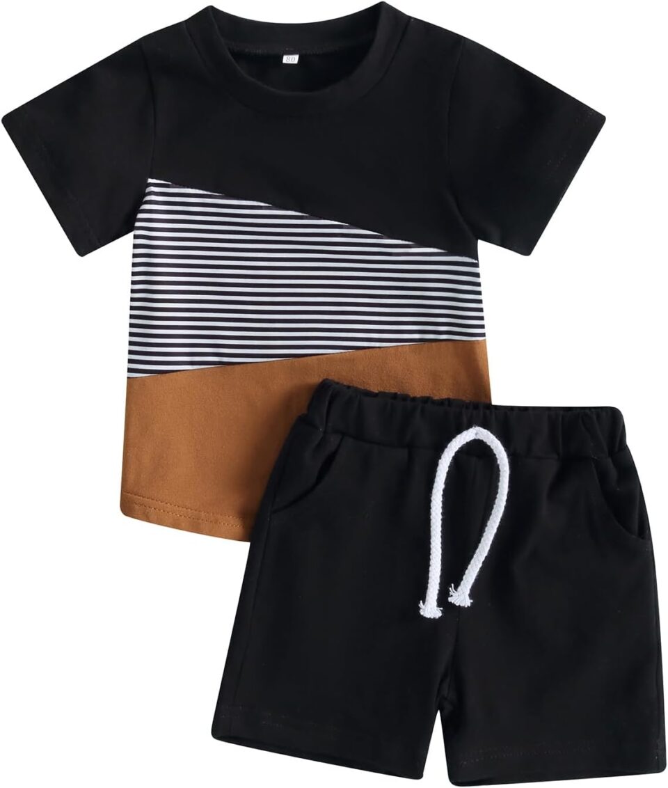Kids Little Boys' Clothing Sets,Casual Short Sleeve T-shirt and Short Sets Toddler Boys Summer Clothes 2pcs