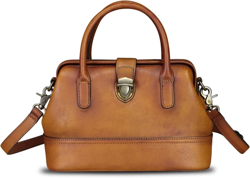 Genuine Leather Purses and Handbags for Women Vintage Handmade Real Leather Shoulder Bag Crossbody Satchel Purse with Strap