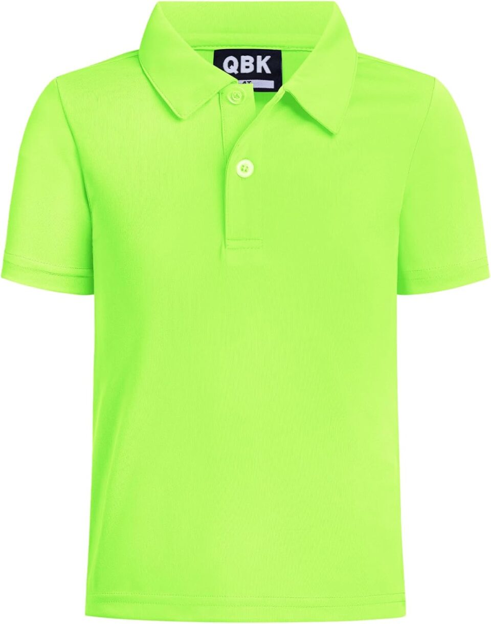 QBK Toddler to Youth Boys' Performance Polo Kids Collared Golf Shirt School Uniform