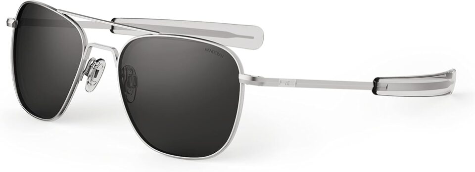 Mens or Womens Aviator Sunglasses, Matte Chrome, Classic, Polarized and Non-Polarized with UV Protection by Randolph USA