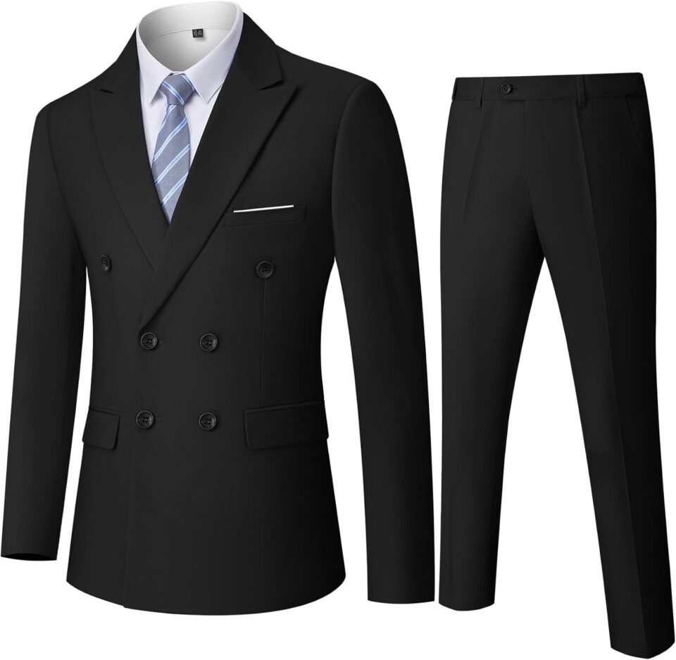 YND Men's Slim Fit 3 Piece Suit with Stretch Fabric, One Button Solid Blazer Vest Pants, Party Wedding Dress with Tie