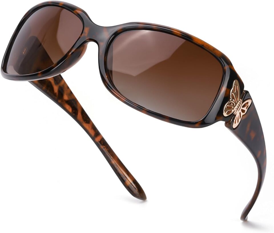 LVIOE Polarized Sunglasses for Women, Fashion Butterfly Decoration Driving Fishing-99.99% UV Protection