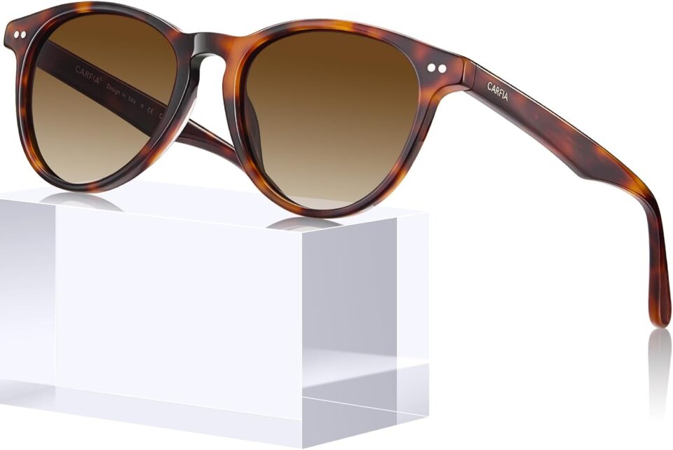 CARFIA Retro Womens Sunglasses Polarized Oval Acetate Durable 5-Barrel Hinges UV400 Protection Shades