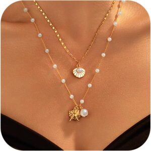 choice of all Gold Sea Shell Charm Necklace Jewelry for Women Summer Boho Seashell Beach Starfish Necklace Fashion Accessories Summer Beach Vacation Clothes Dresses 2025