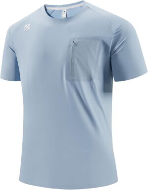 Mens Seamless T-Shirts Light Weight Moisture Wicking Running Workout Pickleball Shirts for Men