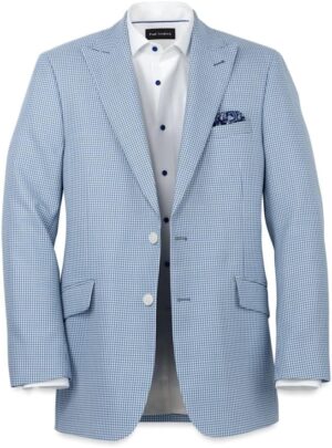 Paul Fredrick Men's Wool Houndstooth Single Breasted Peak Lapel Sport Coat