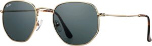 Pro Acme Small Square Sunglasses for Women Men 100% Real Glass Lens Hexagonal Frame