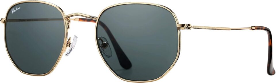 Pro Acme Small Square Sunglasses for Women Men 100% Real Glass Lens Hexagonal Frame