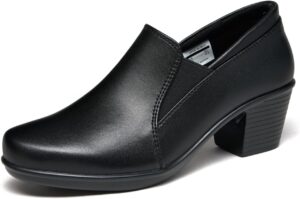Women's Dress Shoes 2024 - Low, Comfortable Heeled Loafers with Chunky Block for Work, Casual and Office Business. Slip-on Pumps
