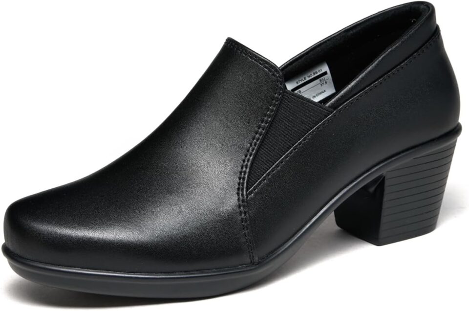 Women's Dress Shoes 2024 - Low, Comfortable Heeled Loafers with Chunky Block for Work, Casual and Office Business. Slip-on Pumps