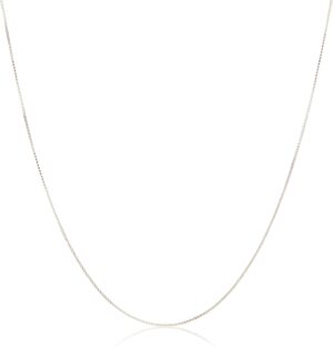 Amazon Essentials Sterling Silver Thin 0.8mm Box Chain Necklace | Available in Yellow Gold or Silver | 16", 18", 20", 24", or 30" (previously Amazon Collection)