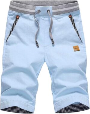 Big Boy's Casual Shorts Summer Cotton Classic Fit Drawstring Elastic Waist Beach Shorts with Pockets
