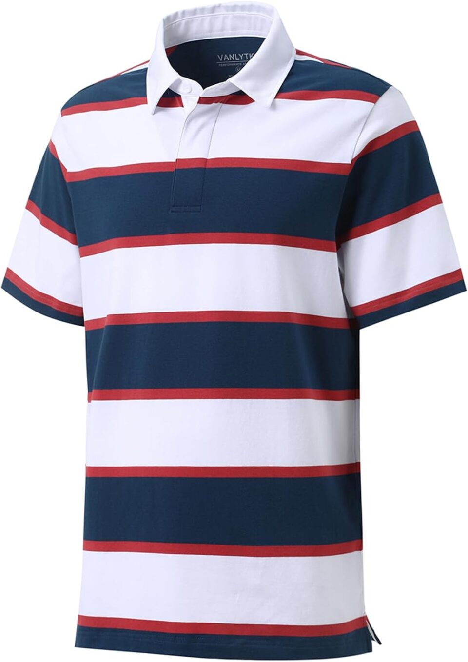 Mens Polo Shirts Striped Cotton Moisture Wicking Classic Collared Casual Golf Shirts for Men