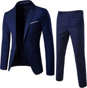 Men Suits Slim Fit 2 Piece Tuxedo Stretch Button Tops And Solid Jacket Pants For Wedding Business Prom Party Sets