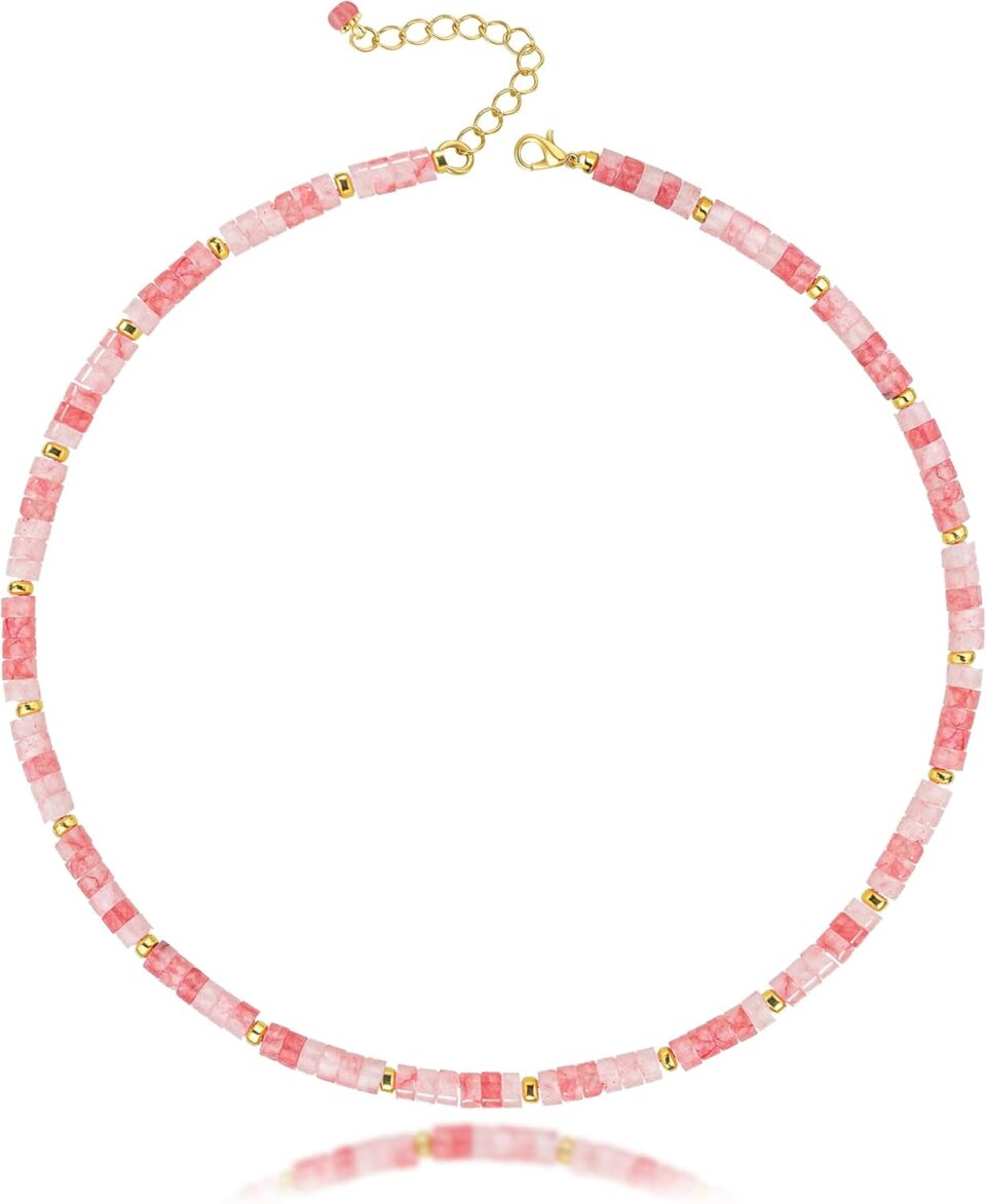 Heishi Style Gemstones/Natural Pearls Beaded Choker Necklace for Women, Handmade Jewelry Gifts for Her