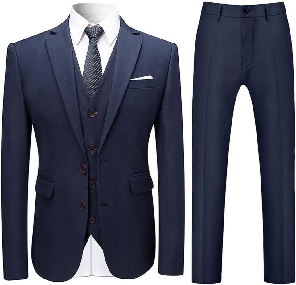 Cloudstyle Mens Stylish 3 Piece Dress Suit Classic Fit Wedding Formal Jacket & Vest & Pants