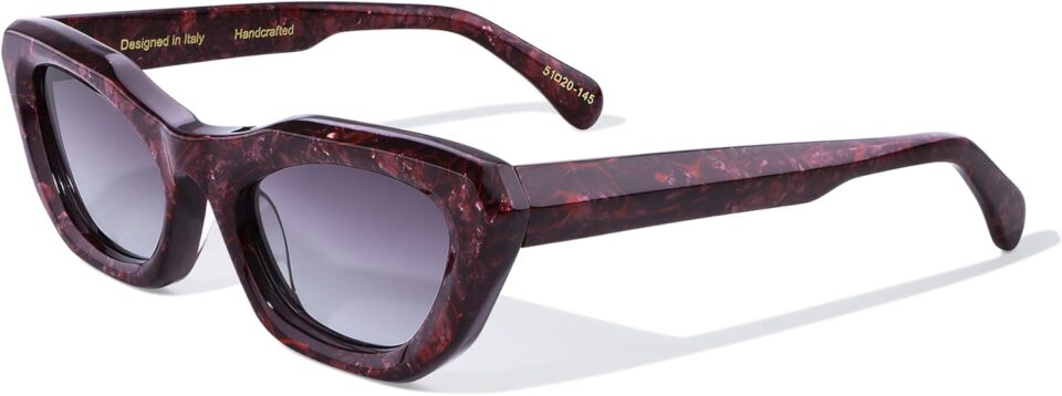 Small Face Cat Eye Acetate Sunglasses 145mm Frame with UV Protection Impact Resistant Nylon Lens Retro Shades