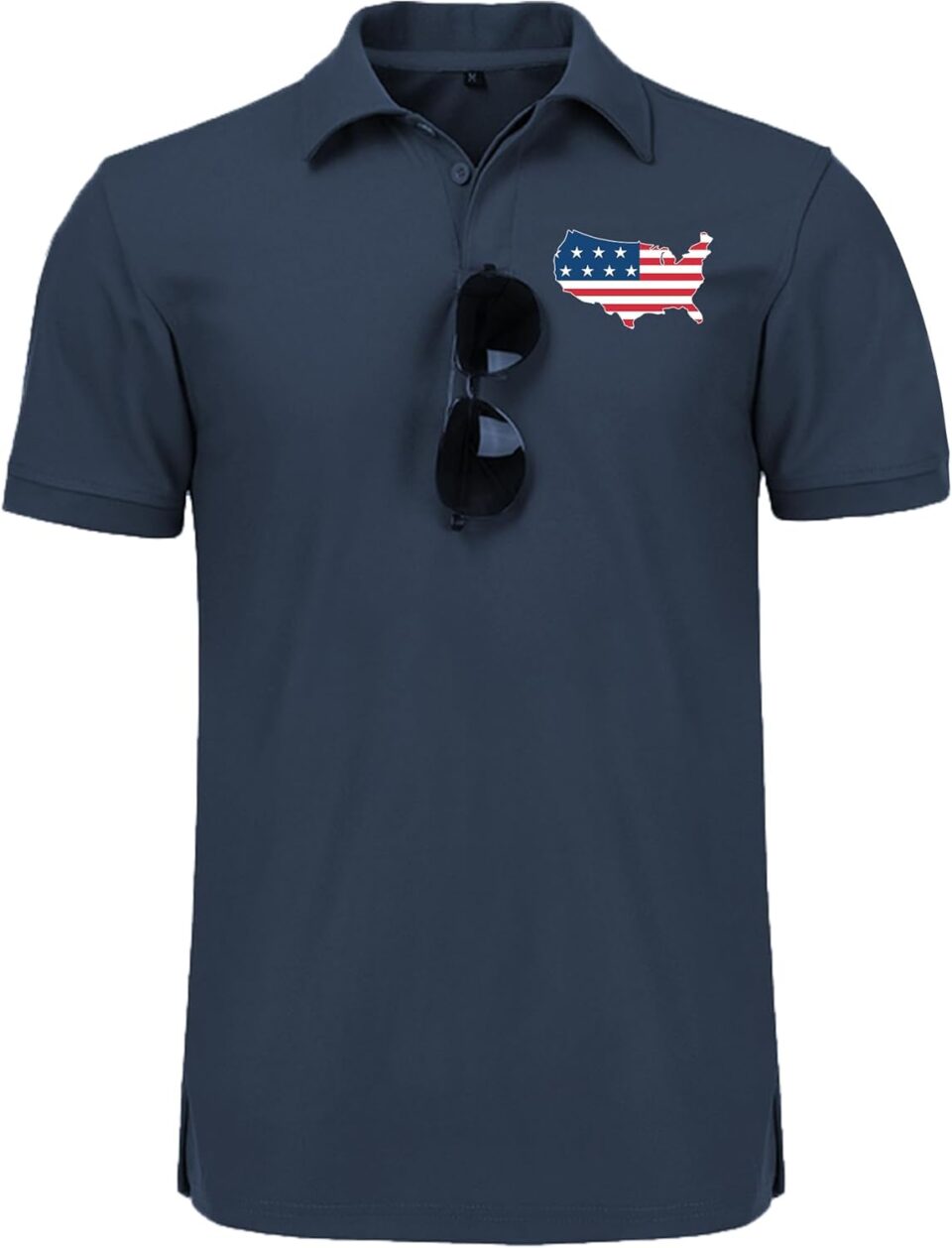 JACKETOWN Men's Polo Shirt Patriotic Graphic Short Sleeve American Flag Golf Shirt Independence Day