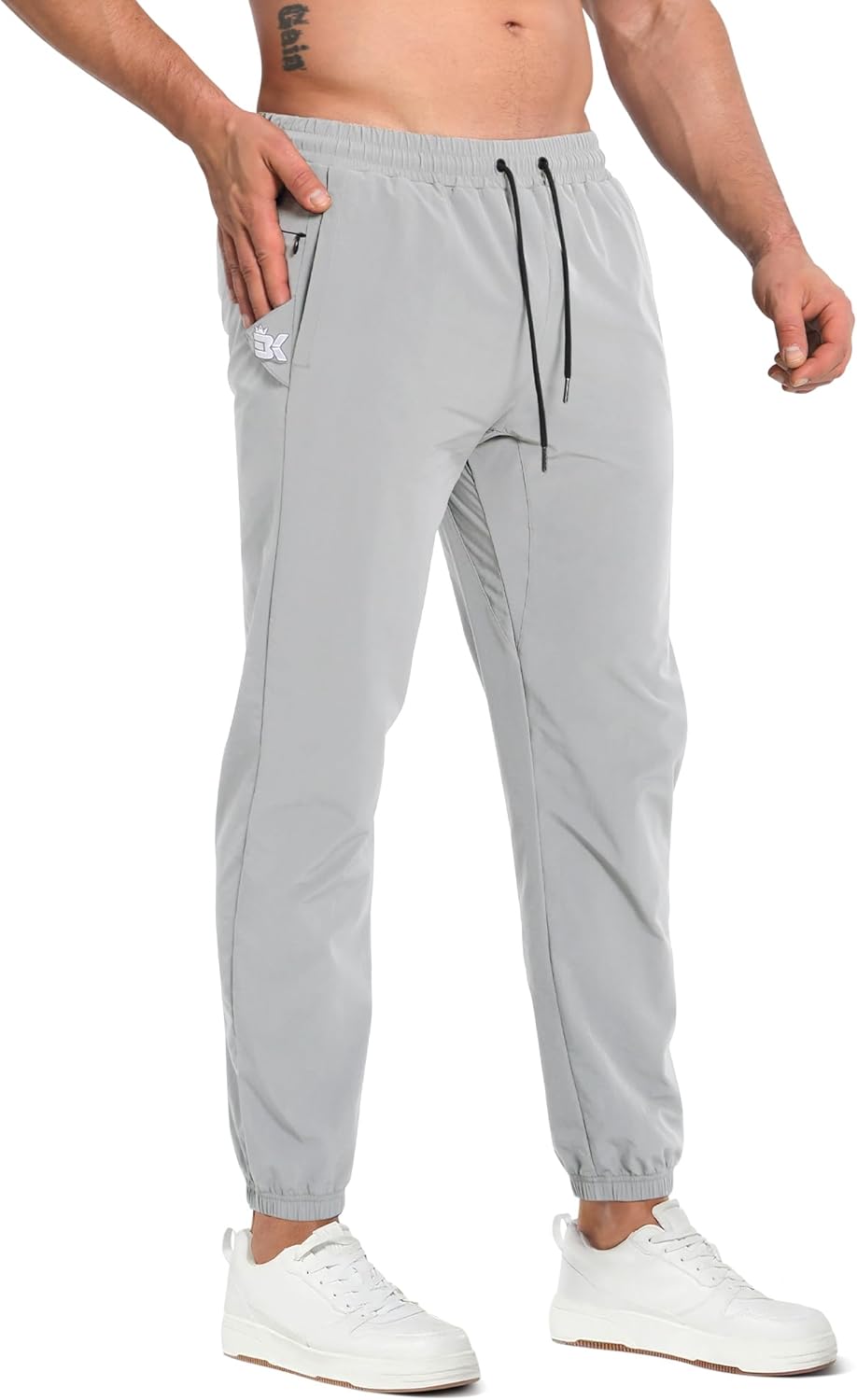 BROKIG Mens TrianLoop Gym Joggers,Men Lightweight Athletic Workout Sweatpants,Casual Fit Sport Track Pants Zipper Pocket