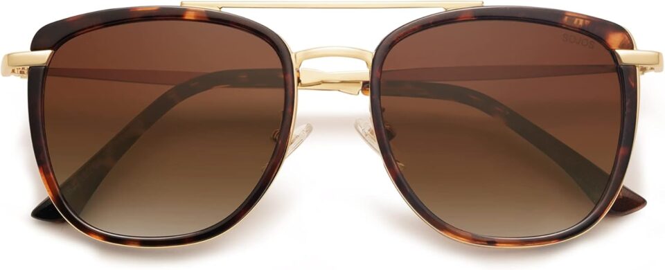 SOJOS Retro Aviator Square Polarized Sunglasses For Women Men,Vintage Women's Sun Glasses Shades UV400 SJ2180