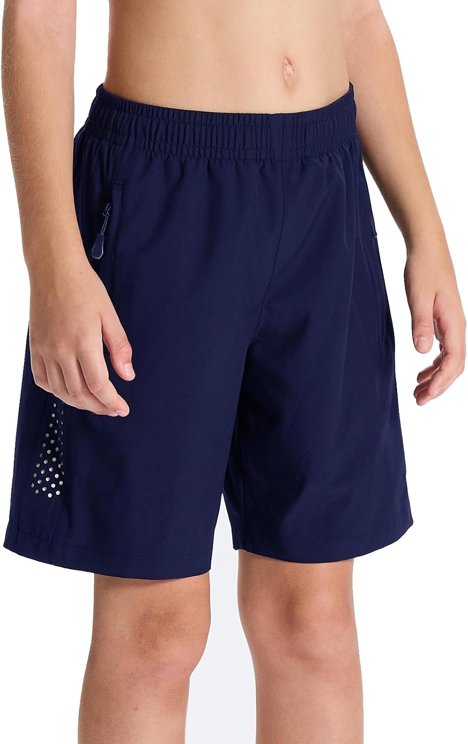 DEVOROPA Youth Boys Athletic Running Shorts Lightweight Quick Dry Sports Workout Gym Hiking Shorts Zip Pockets UPF 50+