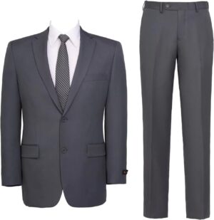 Men's Suit 2 Piece Classic Fit Suits 2 Buttons Notch Lapel Solid Single Breasted Jacket Blazer and Pants Set