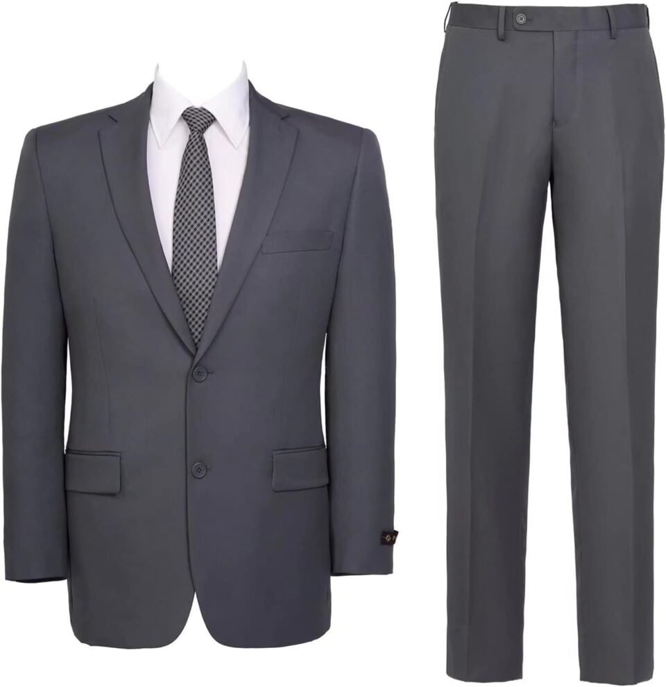 Men's Suit 2 Piece Classic Fit Suits 2 Buttons Notch Lapel Solid Single Breasted Jacket Blazer and Pants Set
