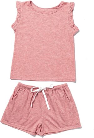 blibean Girls Summer Clothes Sets Ruffle Sleeveless Matching Outfits Size 4-13 Year Old