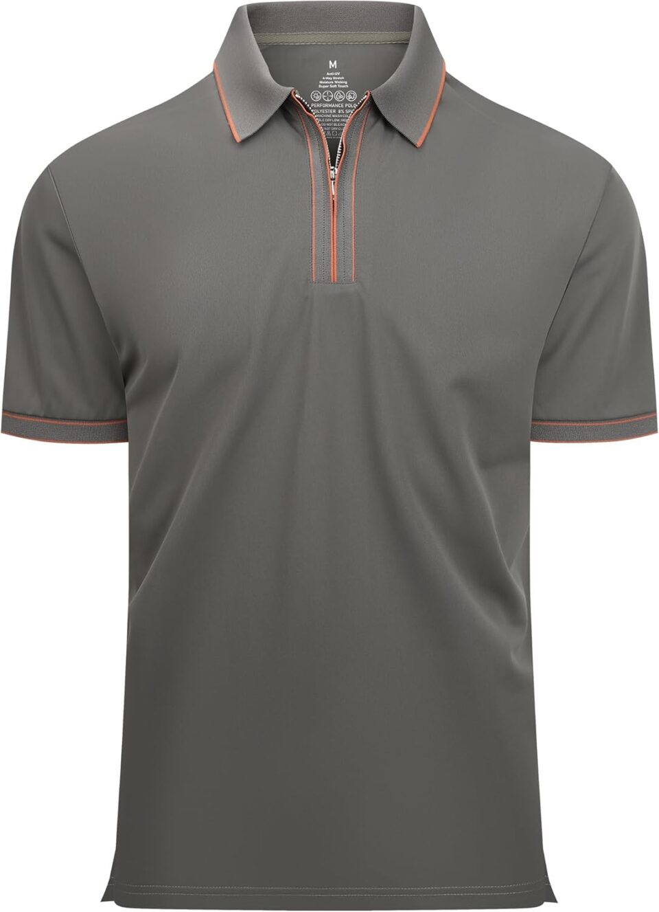 Alex Vando Mens Zipper Golf Shirt Moisture Wicking Zip Up Solid Fashion Polo Shirts