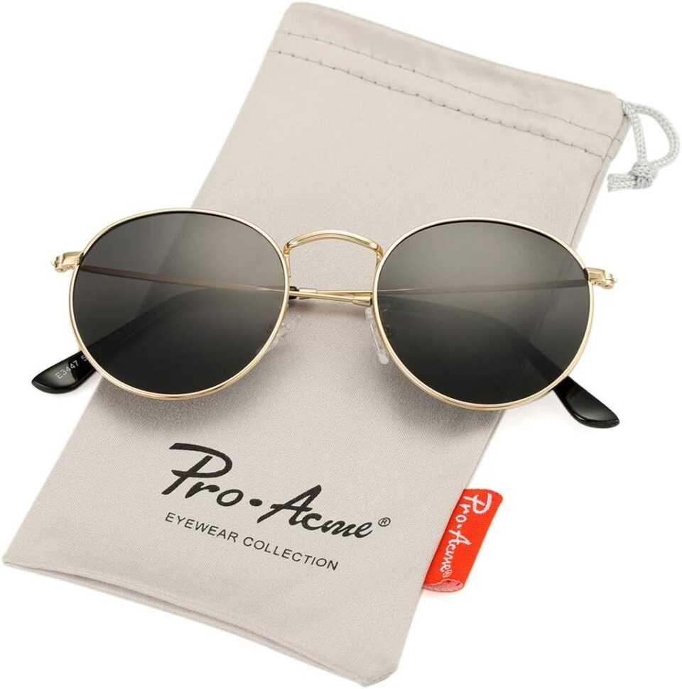 Pro Acme Small Round Metal Polarized Sunglasses for Women Retro Designer Style