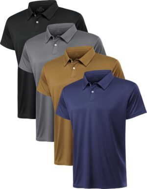 Xelky Men's Polo Shirts Quick Dry Short Sleeve Golf Athletic Shirt Moisture Wicking Casual Work Collared Polos 4 Pack