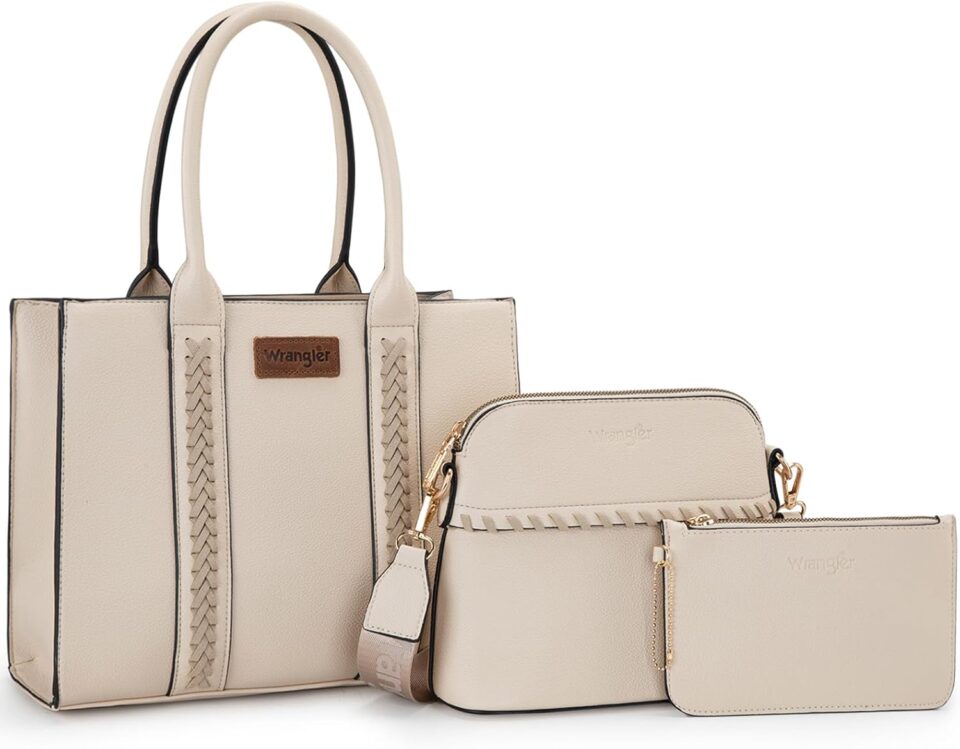 Wrangler 3Pcs Purses for Women Tote Bag Crossbody Handbag Sets with Strap
