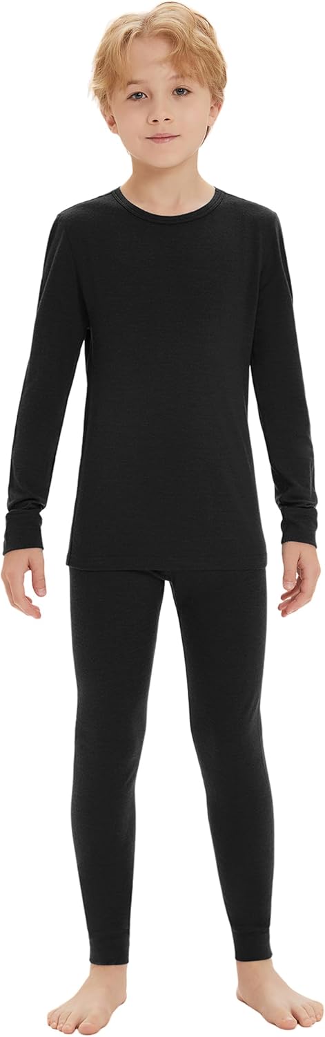 Iguana Unisex Kids 100% Merino Wool Base Layer Set Thermal Underwear Sets for Girls and Boys