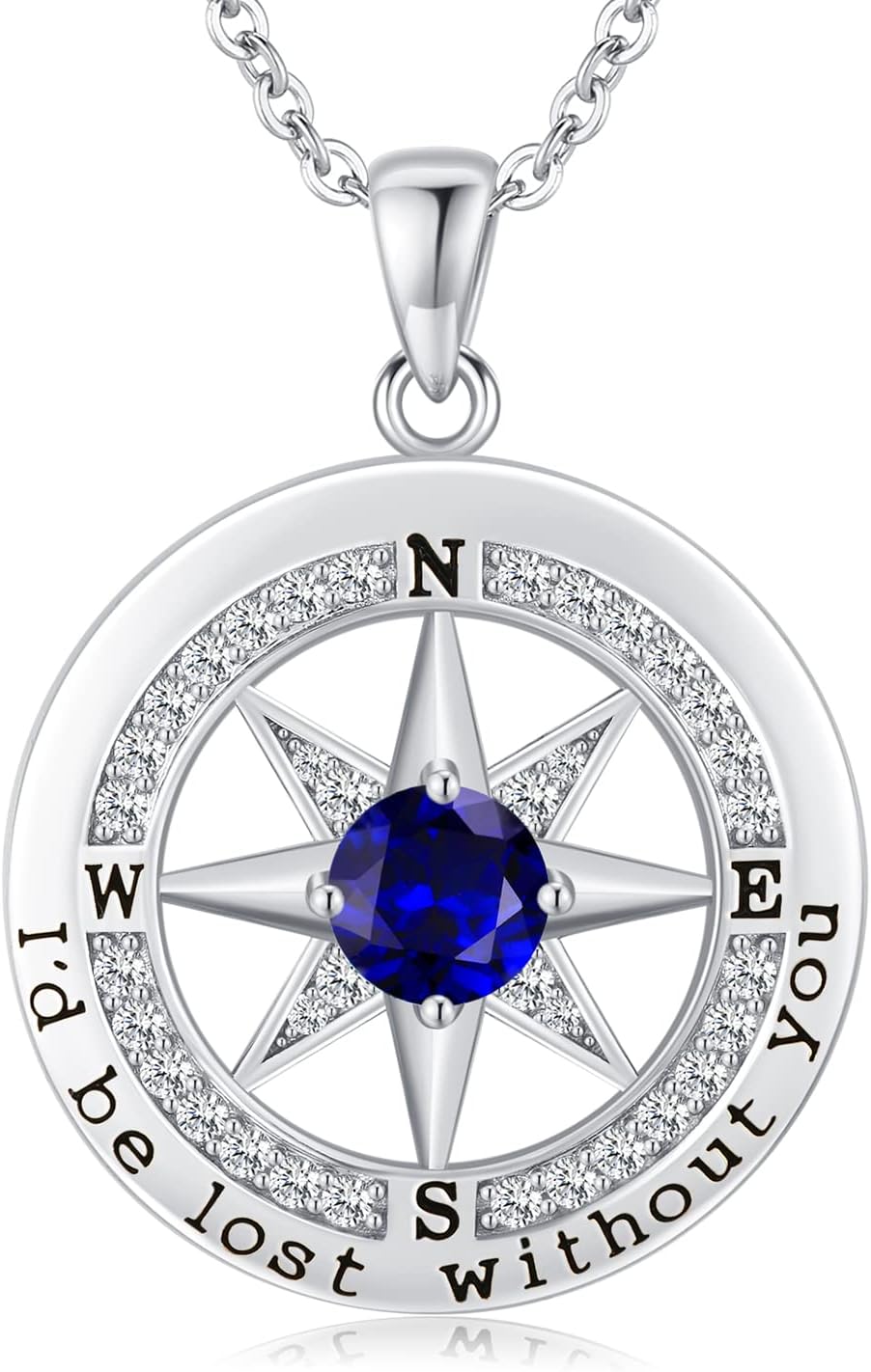 S925 Necklace Gift for Wife |Compass Jewelry |Women Anniversary |Sterling Silver |Girlfriend Birthday Gifts for Her Valentines |I'd be Lost without You |Jewel 18K Gold