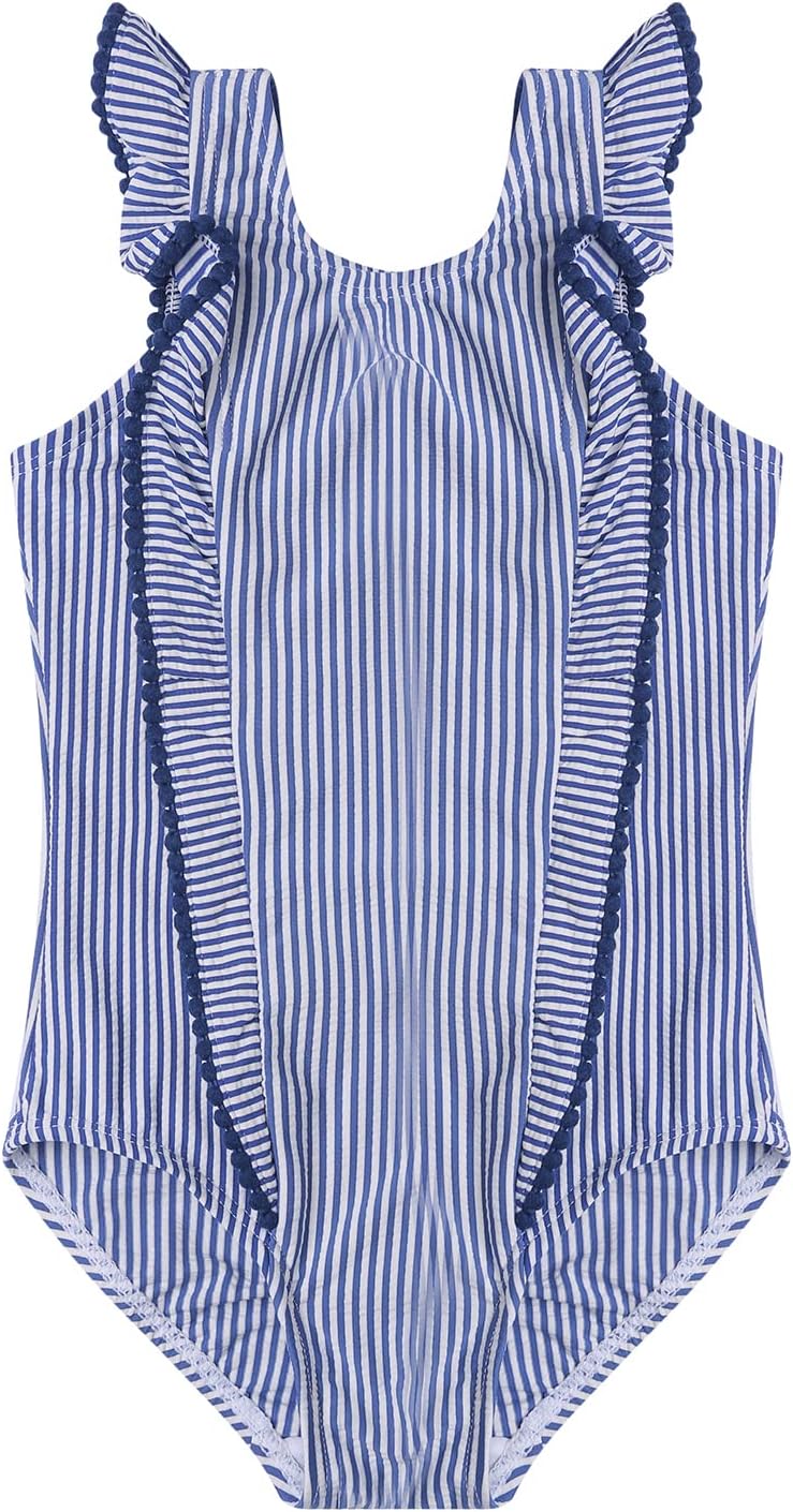 LIZENS Girls Swimsuit Kids Scalloped One Piece Ruffle Swimsuit Girls Swimwear Print