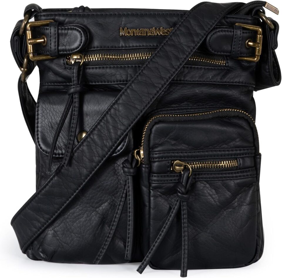 Montana West Crossbody Bag for Women Soft Washed Leather Multi Pocket crossbody handbags