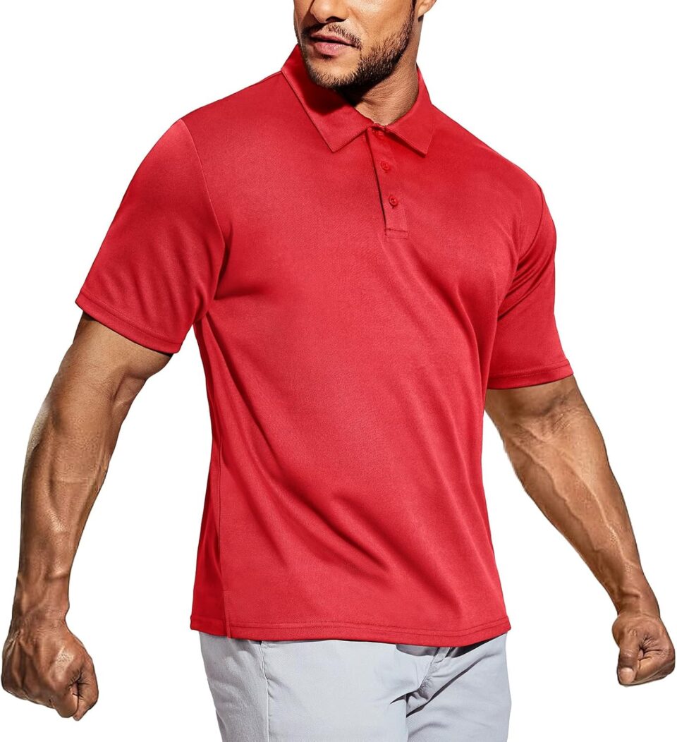 MIER Men's Quick Dry Polo Shirts Polyester Casual Collared Shirts Short Sleeve, Moisture-Wicking, Sun Protection
