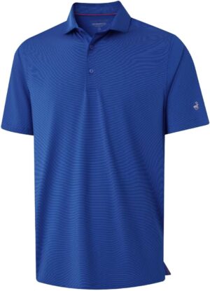 MICHEL ROUEN Golf Shirts for Men Short Sleeve Lightweight Quick Dry Pin Striped Casual Collared Polo Shirts